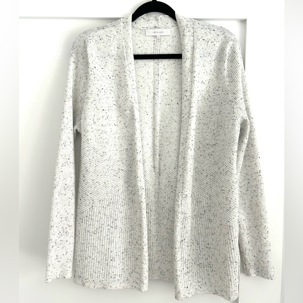 Verve Ami L White and Black Cardigan Sweater